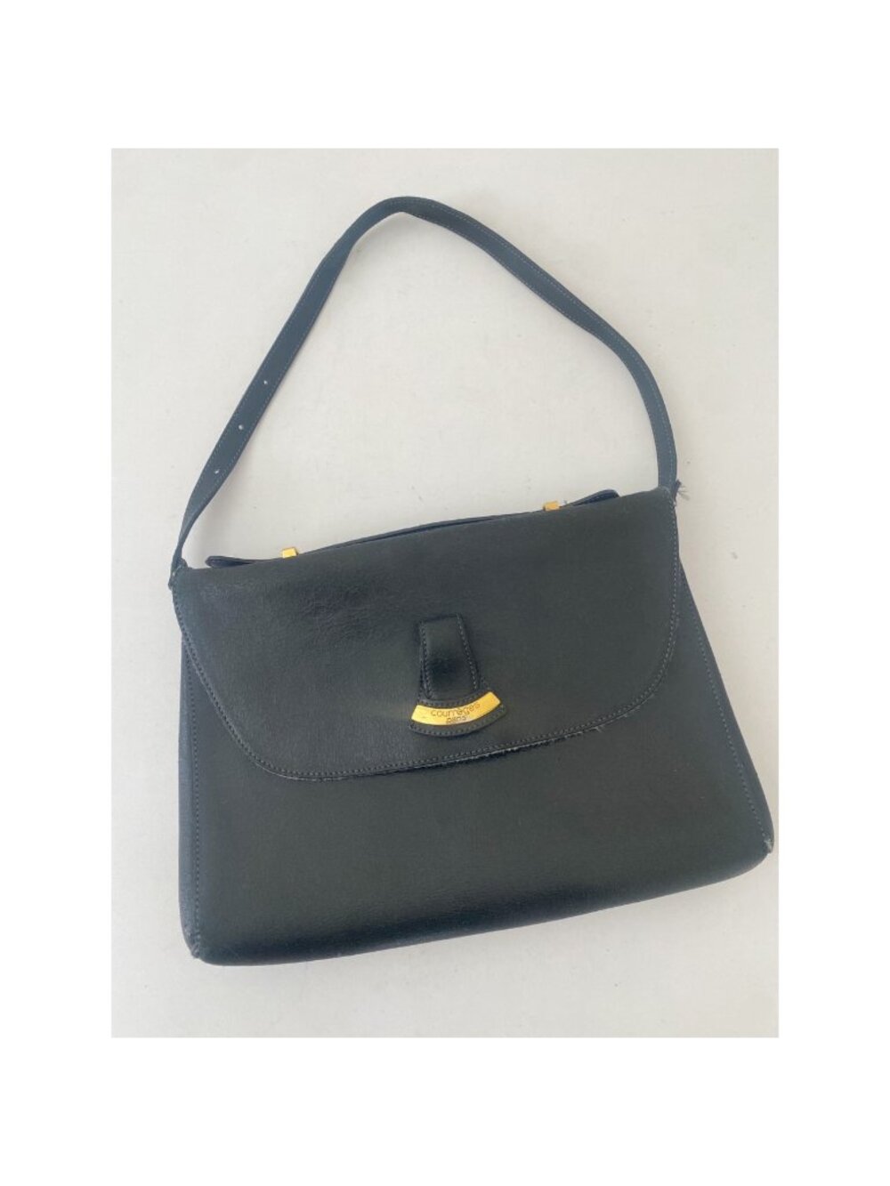Vintage Courreges Paris Mini Briefcase Purse Shoulder Bag Black